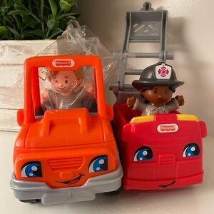 Fisher-Price Lot of Two Trucks and Two Little People